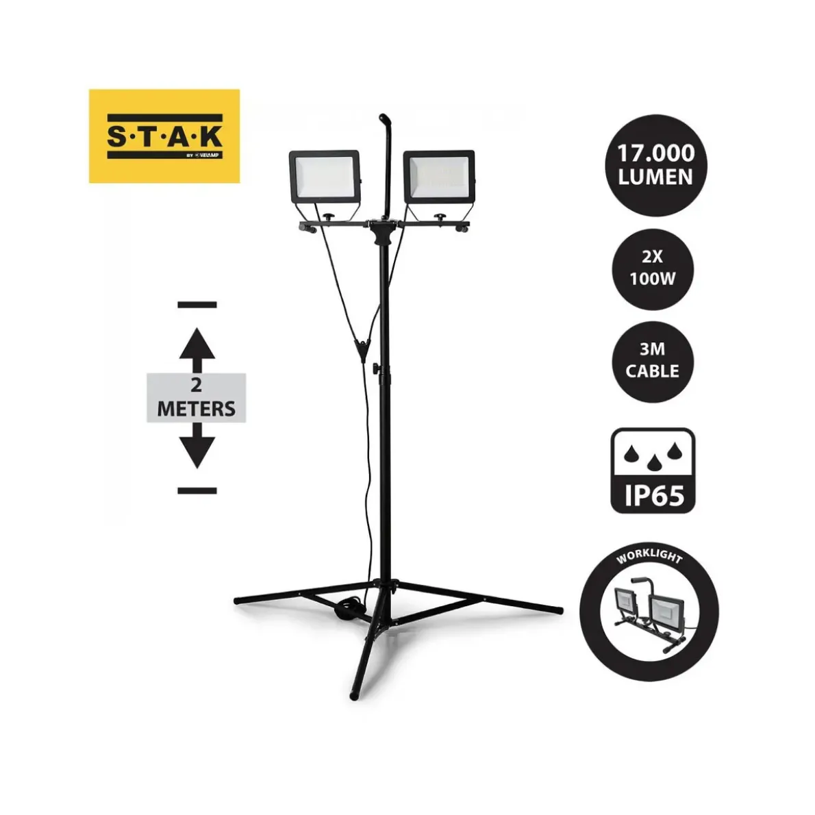 ARBETSLAMPA17000LM 2X100W