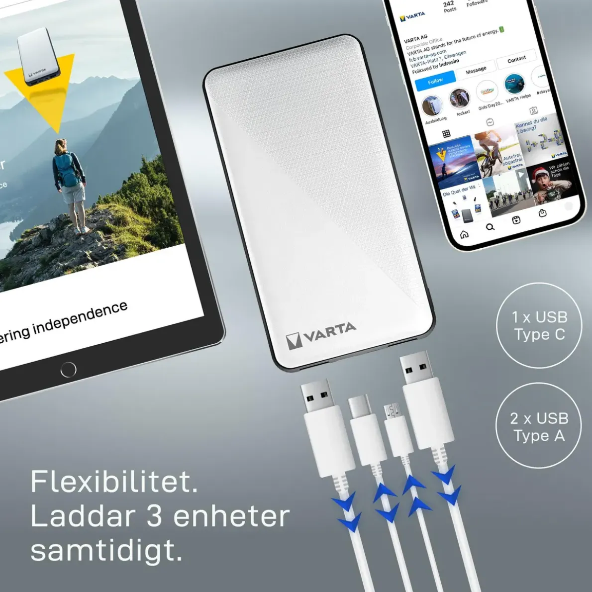 BATTERILADDARE POWERBANK PORTABEL 57976 10000MAH