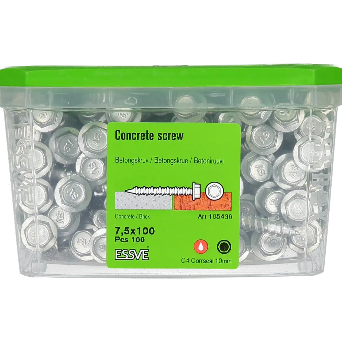 BETONGSKRUV ECS-HF HEX FLÄNS CORRSEAL 7,5(6)X100 100ST