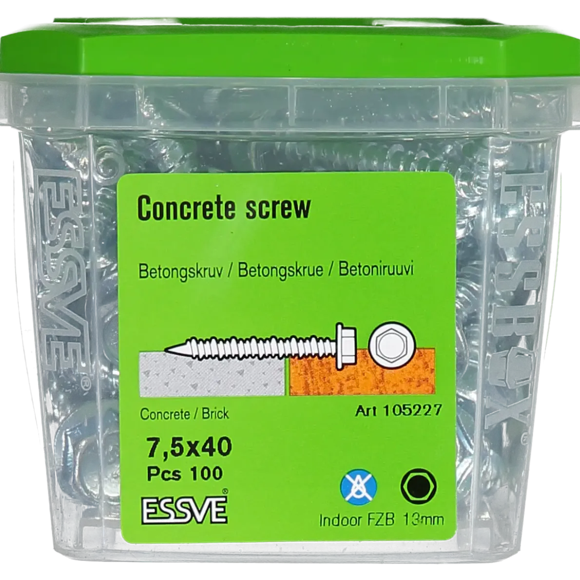BETONGSKRUV ECS-HF HEX FLÄNS FZB 7,5(6)X40 13MM 100ST