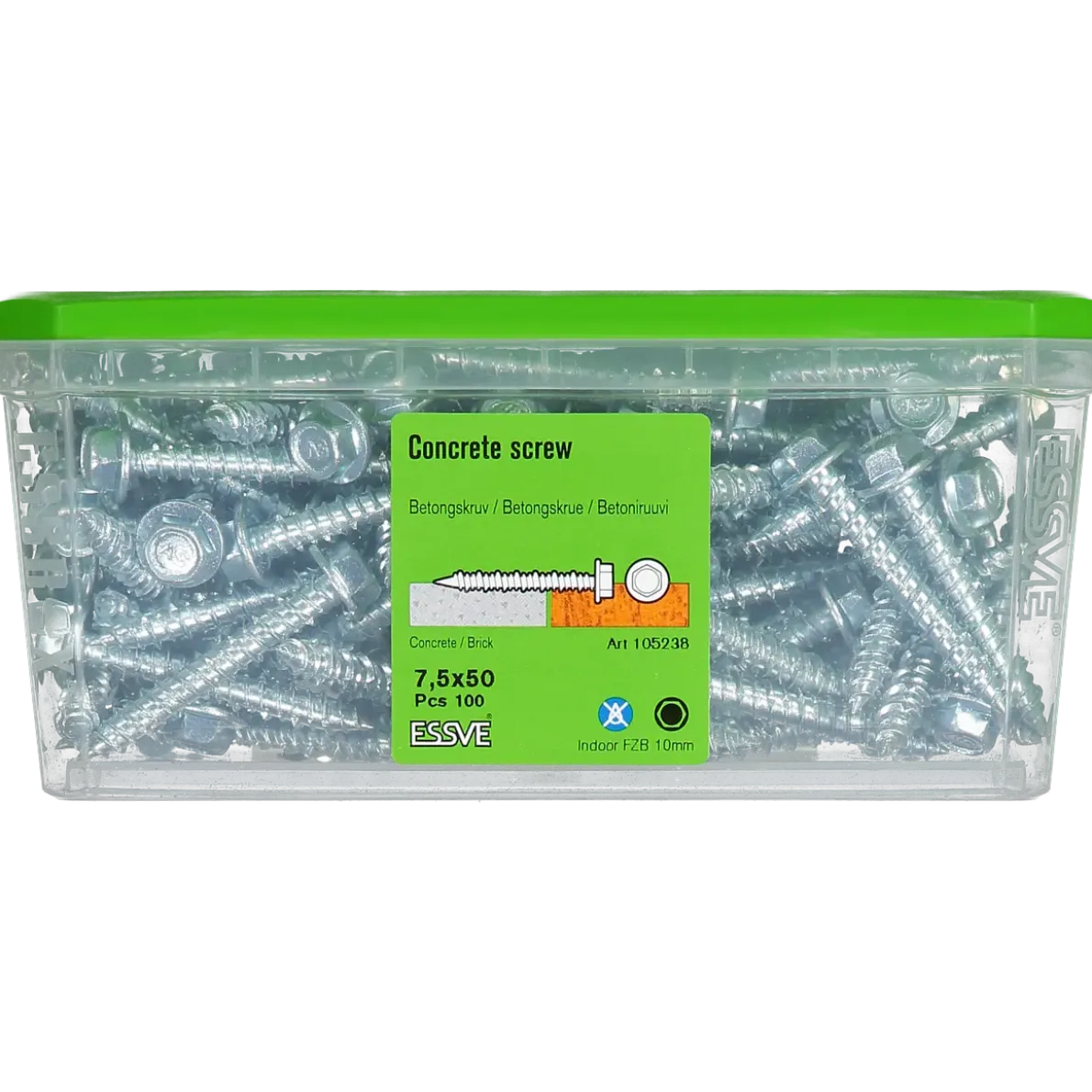 BETONGSKRUV ECS-HF HEX FLÄNS FZB 7,5(6)X50 10MM 100ST
