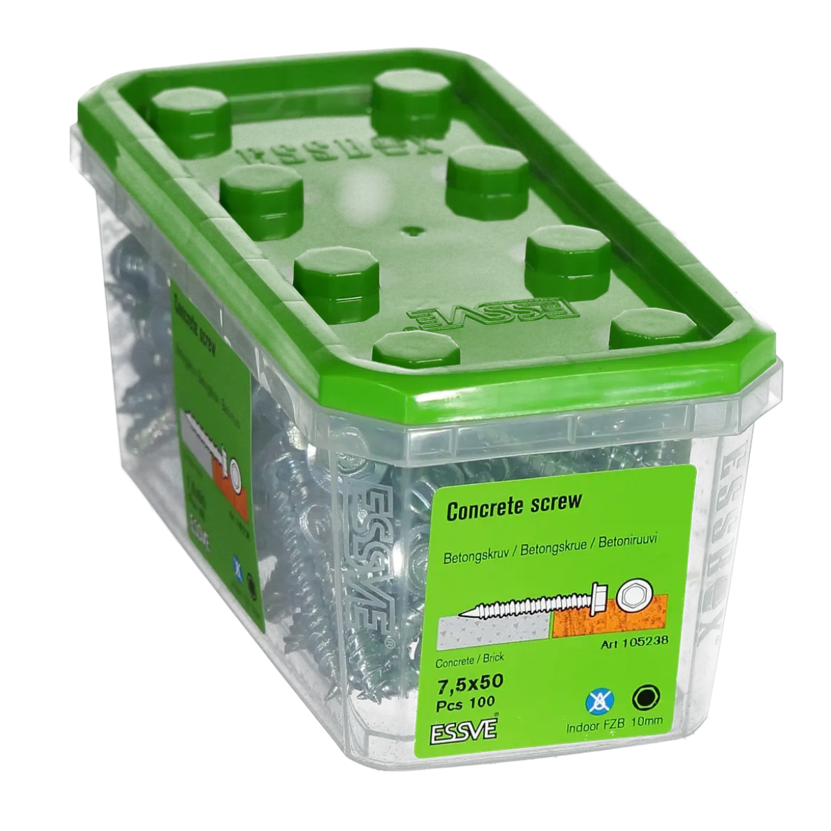 BETONGSKRUV ECS-HF HEX FLÄNS FZB 7,5(6)X50 10MM 100ST