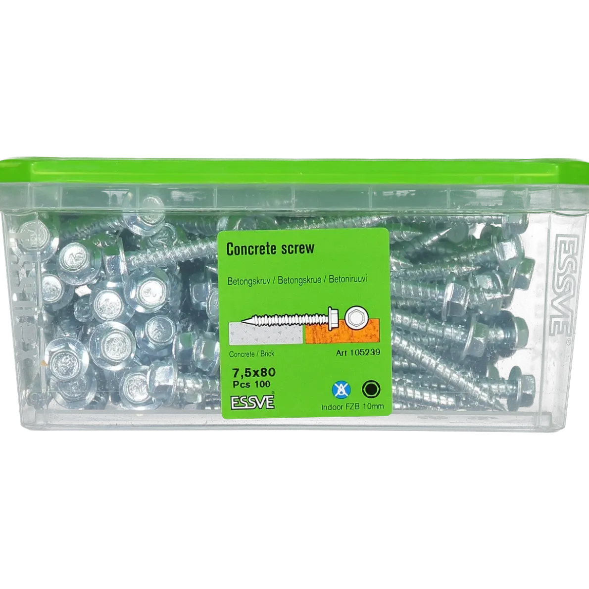 BETONGSKRUV ECS-HF HEX FLÄNS FZB 7,5(6)X80 10MM 100ST