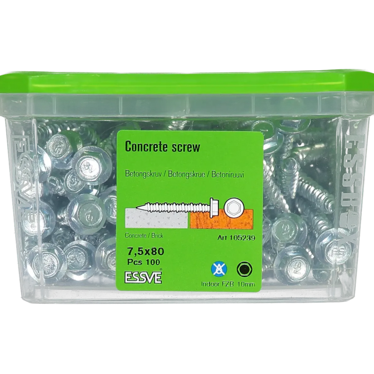 BETONGSKRUV ECS-HF HEX FLÄNS FZB 7,5(6)X80 10MM 100ST
