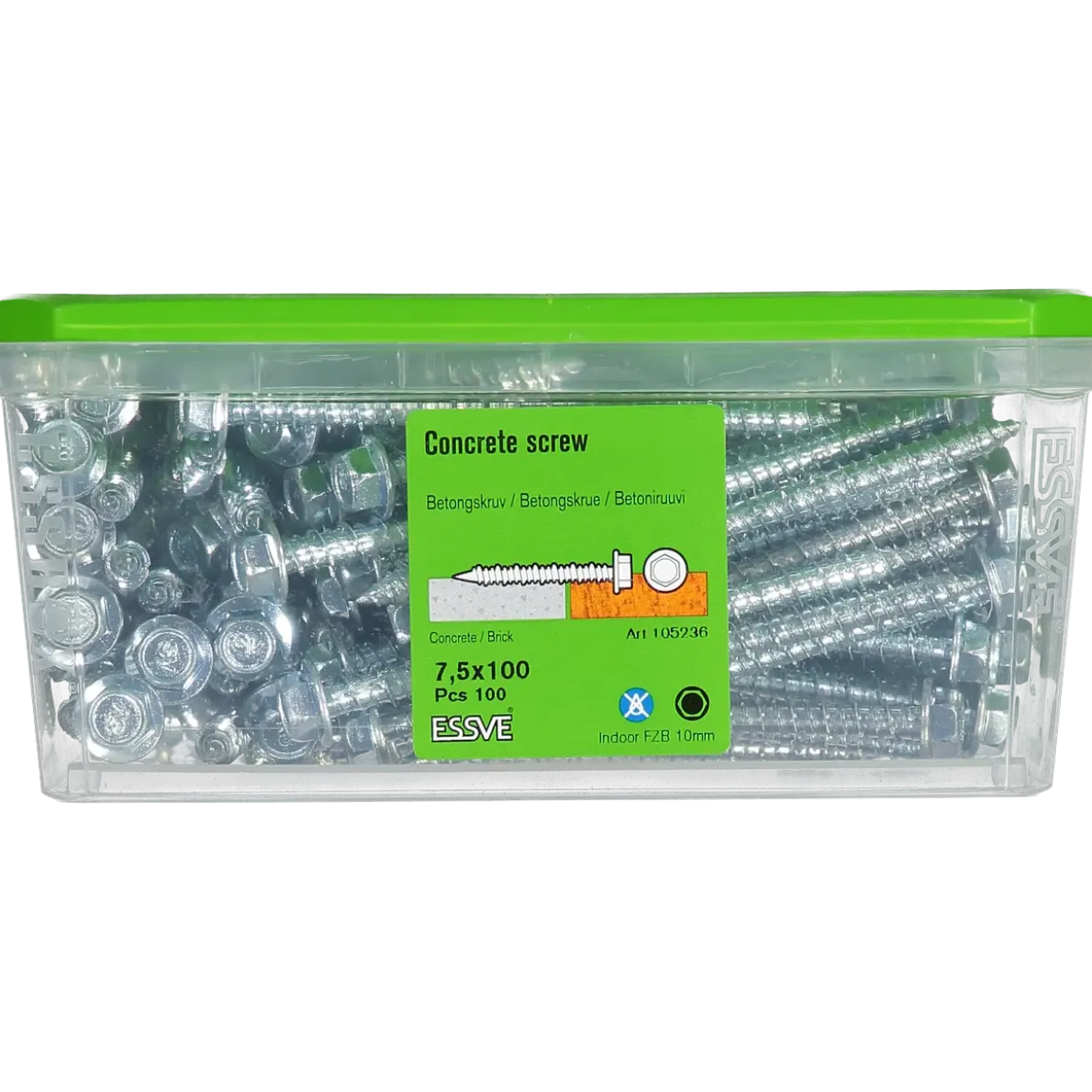 BETONGSKRUV ECS-HF HEX FLÄNS FZB 7,5(6)X100 10MM 100ST