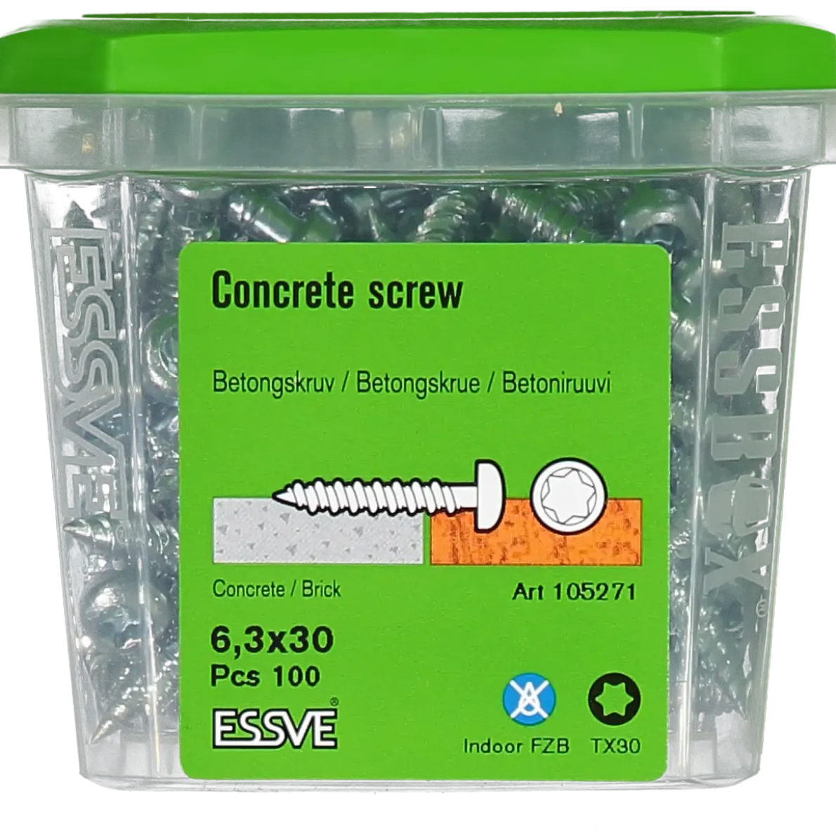 BETONGSKRUV ECS-PS KULLRIGT HUVUD TX30 FZB 6,3(5)X30 100ST