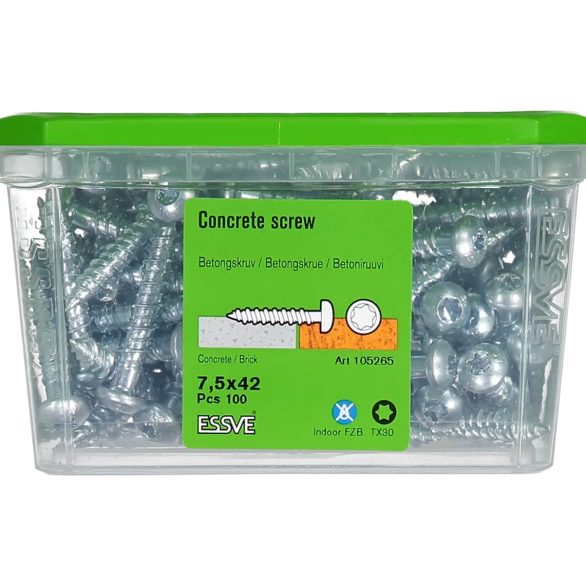 BETONGSKRUV ECS-PS KULLRIGT HUVUD TX30 FZB 7,5(6)X42 100ST