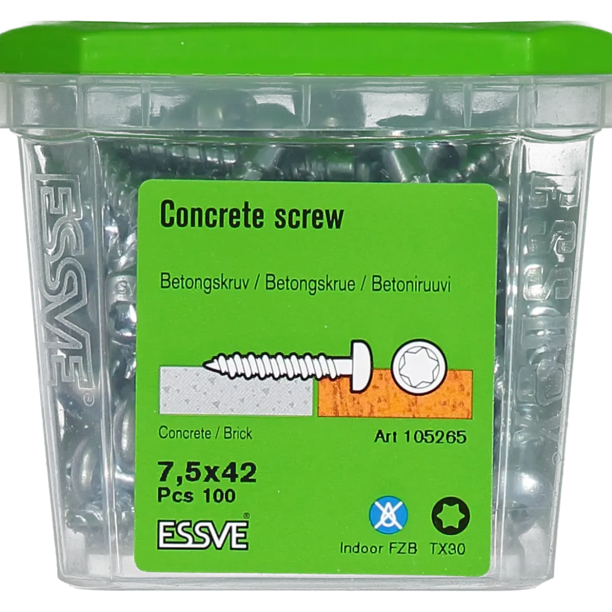 BETONGSKRUV ECS-PS KULLRIGT HUVUD TX30 FZB 7,5(6)X42 100ST