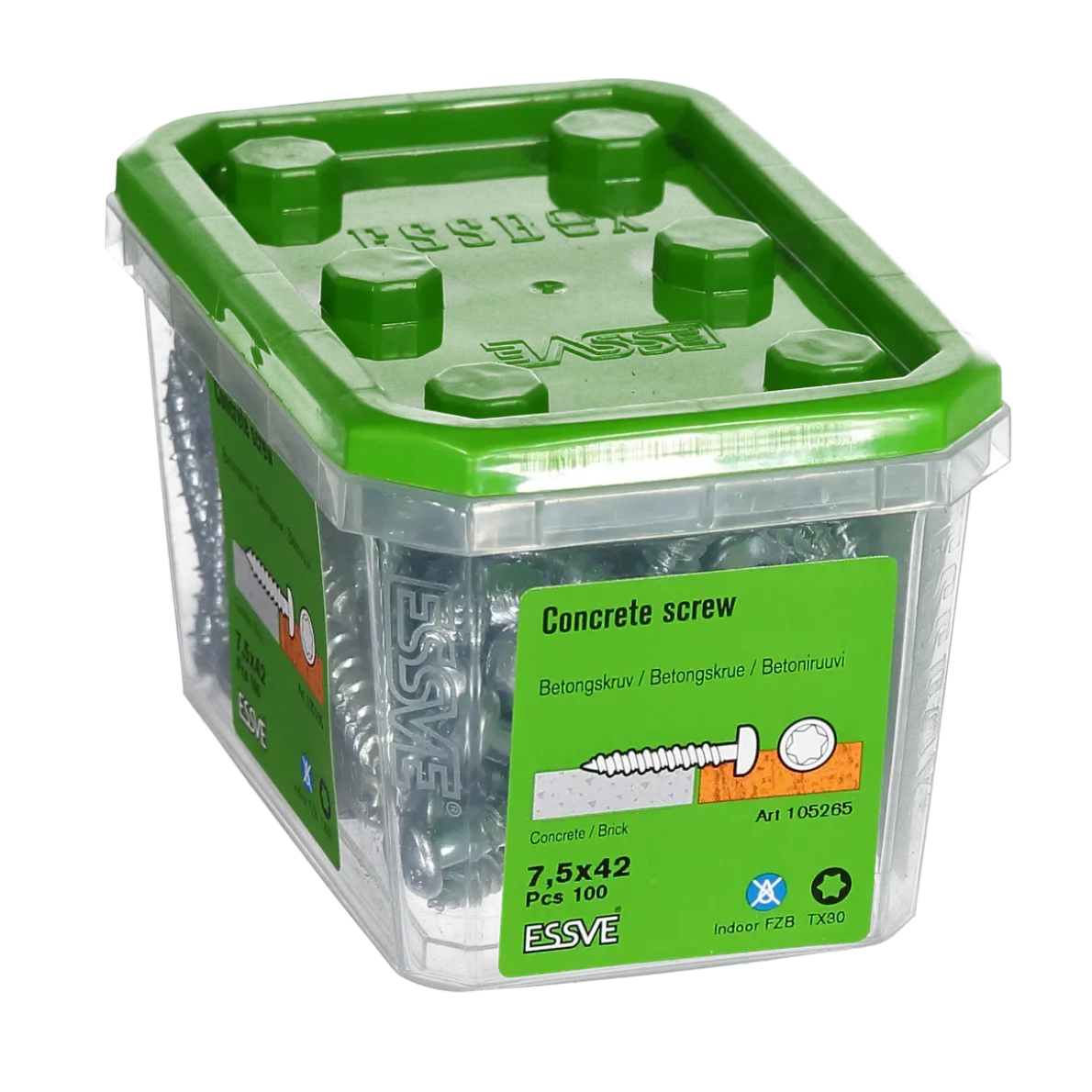 BETONGSKRUV ECS-PS KULLRIGT HUVUD TX30 FZB 7,5(6)X42 100ST