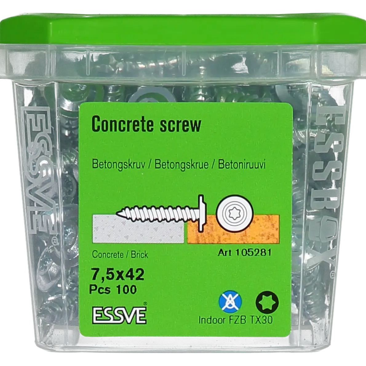 BETONGSKRUV ECS-W WAFER HUVUD FZB 7,5(6)X42 100ST