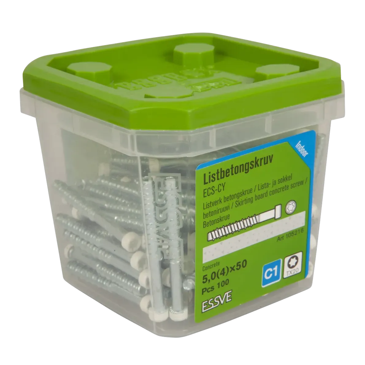 BETONGSKRUV FÖR VITA LISTER/SO ECS-CY VIT FZB 5,0(4)X50 100ST