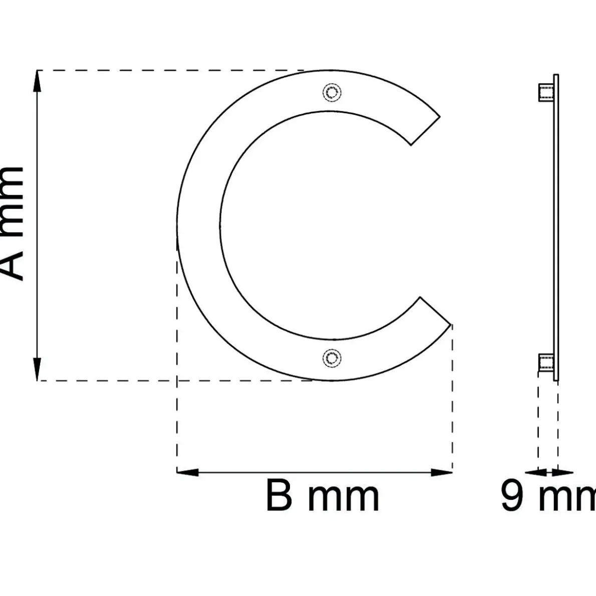 BOKSTAV HOME C SVART 146MM