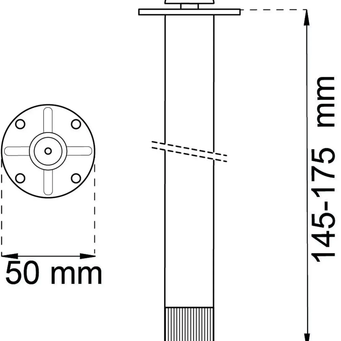 BORDSBEN 811 KROM D28X145-175MM