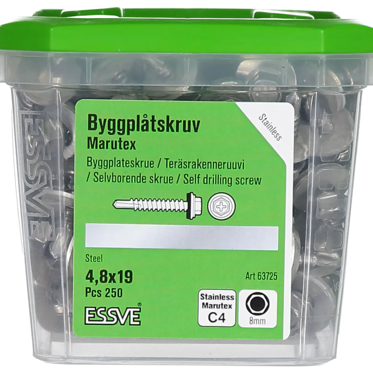 BYGGPLÅTSKRUV BORRSPETS SEXKANTS M BRI RF 4,8X19 250