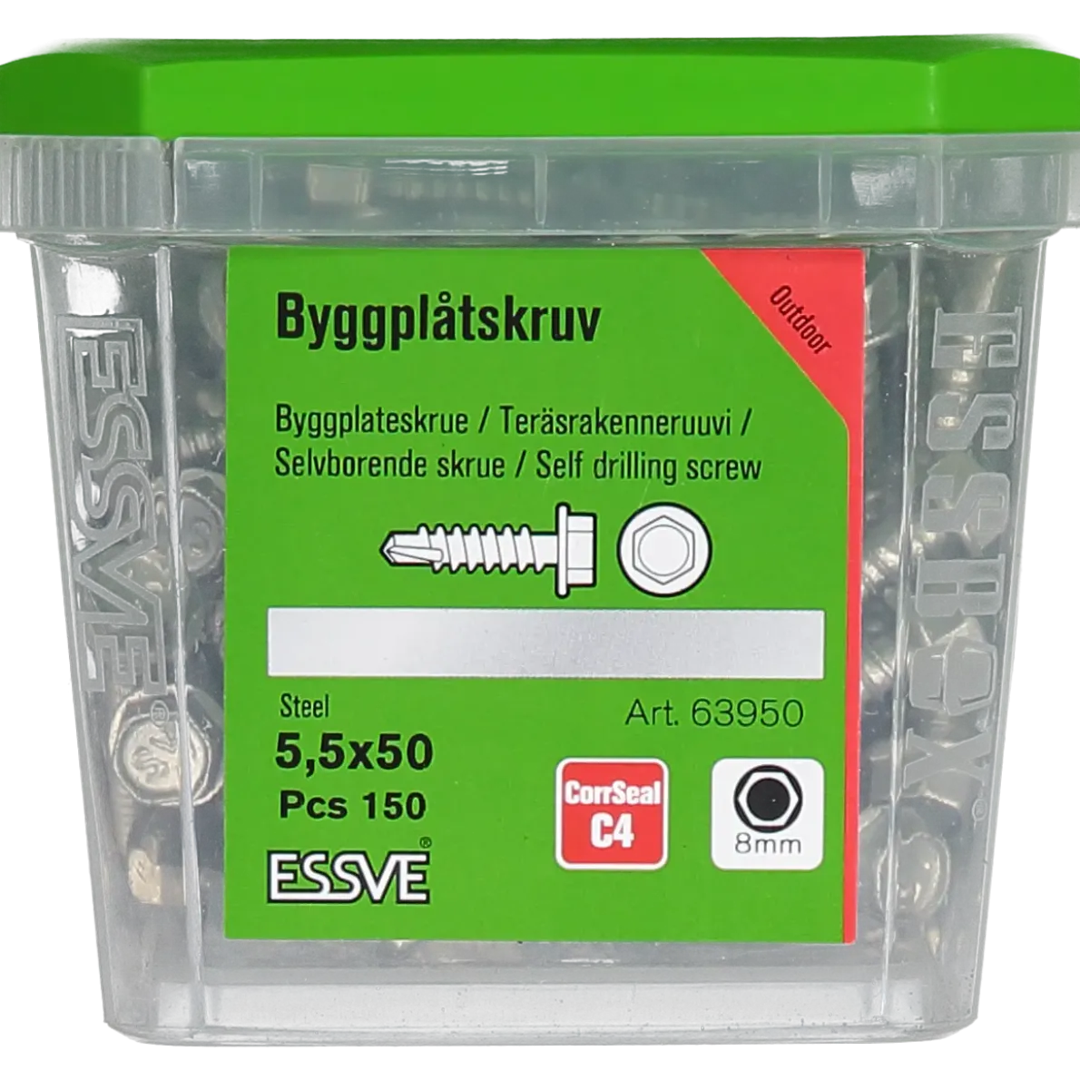 BYGGPLÅTSKRUV CORRSEAL BORRSP SEXKANTSHUVUD 5,5X50 150ST