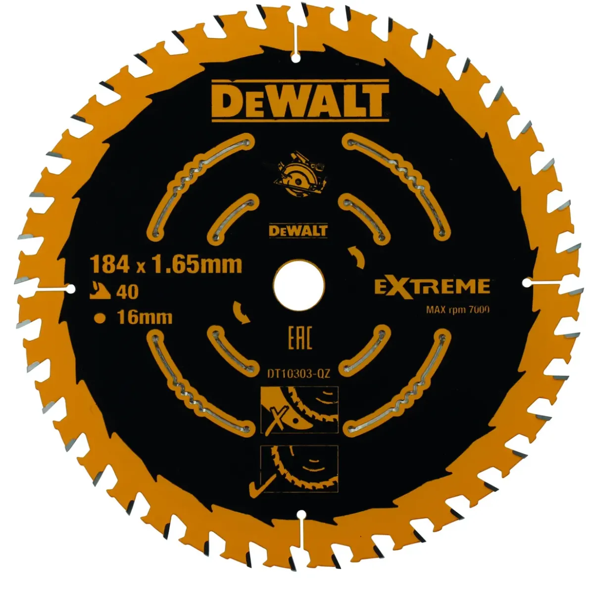 CIRKELSÅGSKLINGA DT10303 40T 184X16MM