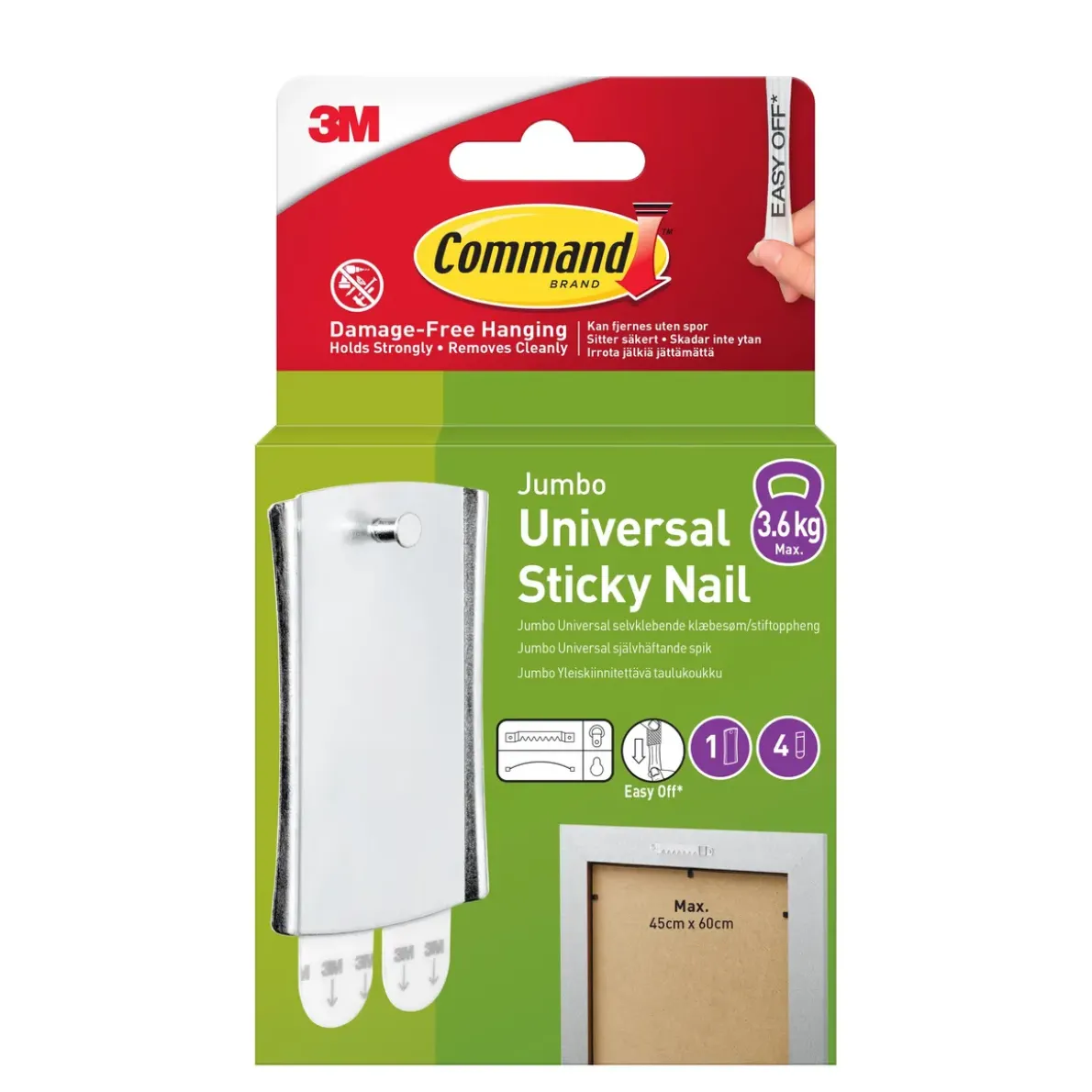 Command™ Tavelkrok 17048-1-UKN, Jumbo, 1 Krok + 4 Strips