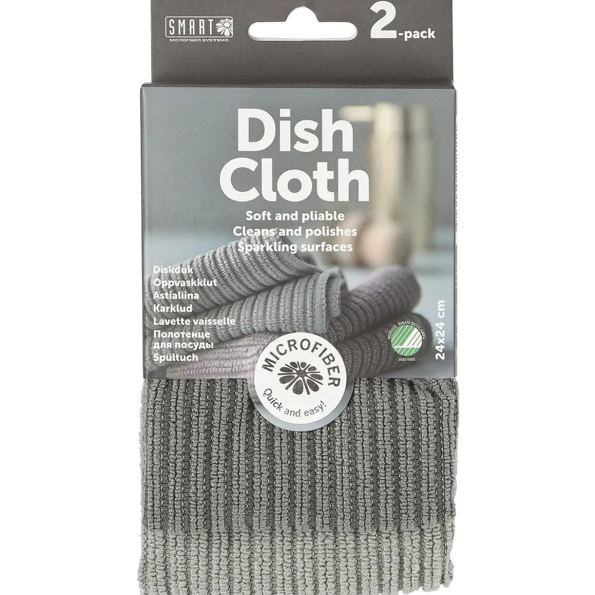 DISKDUKMICROFIBER GRÅ 24X24CM 2ST