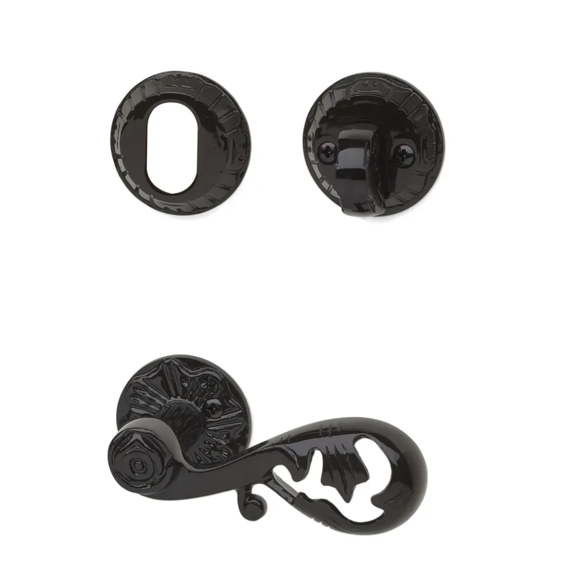 DÖRRHANDTAG A4472 ANTIKLACK MED CYLINDERVRED+RING
