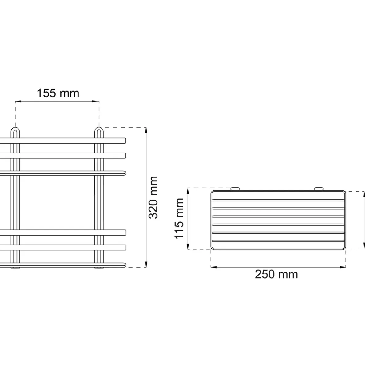 DUSCHKORG LUNARIA 2-PLAN SVART 320X250MM