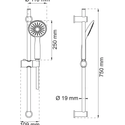 DUSCHSET DAHLIA 1-SPRAY VIT D110MM/SLANG 150CM