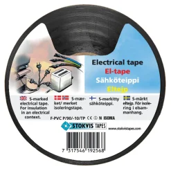 ELTEJP S-MÄRKT SVART 19MM 20M