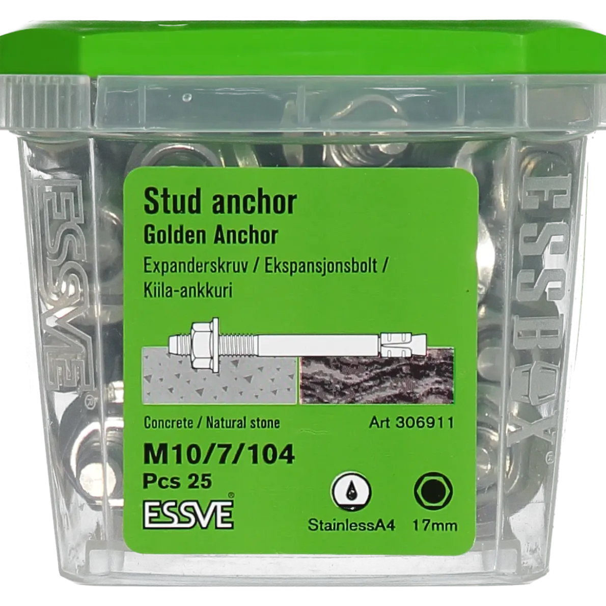 EXPANDER GOLDEN ANCHOR ROSTFRI SYRAFAST A4 M10/7/104 25ST