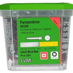 FARMARSKRUV DECOR BS TEGELRÖD RAL 8004 TX25 FZB 4,8X20 250ST