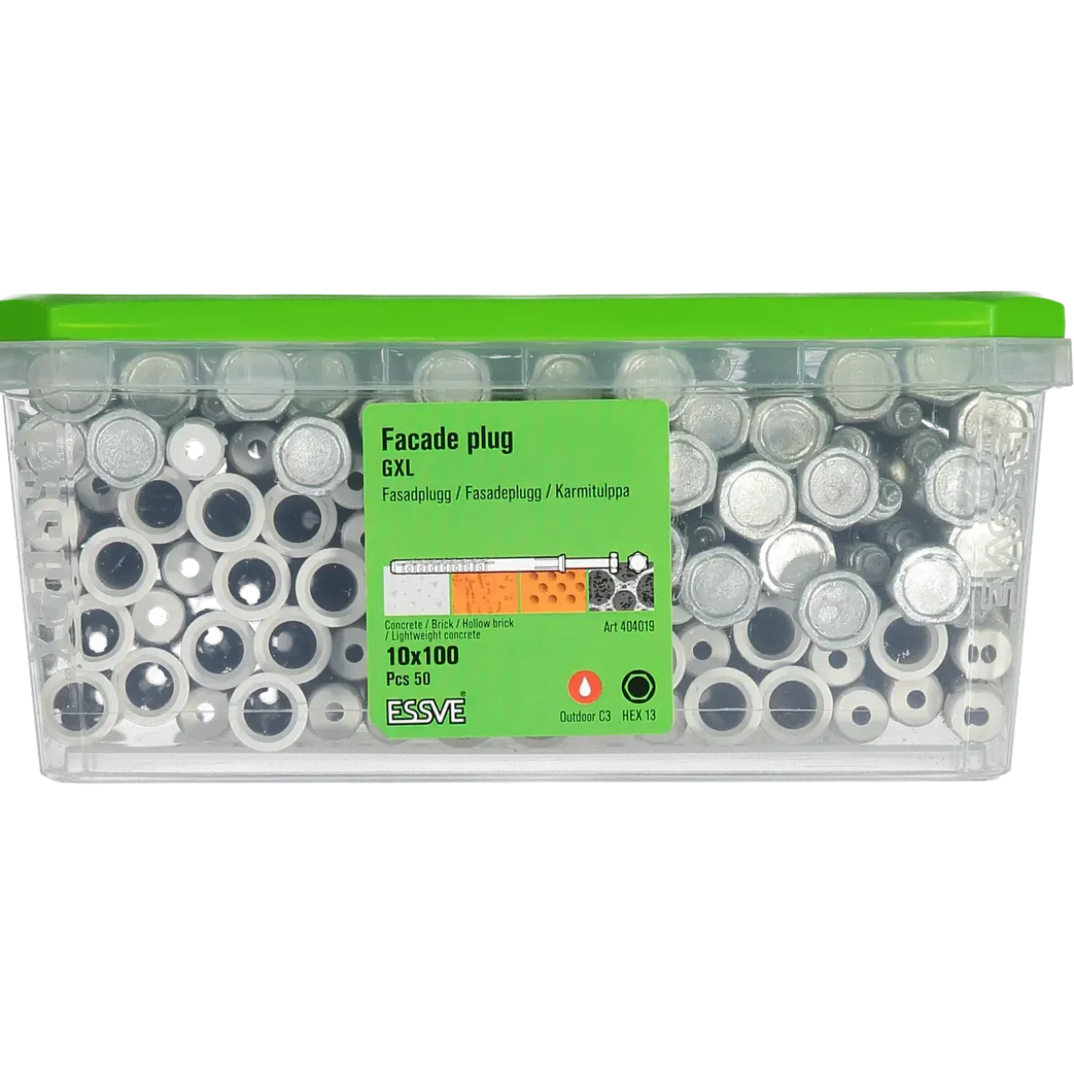 FASADPLUGG GXL HEX HUVUD FZV 10X100 50ST