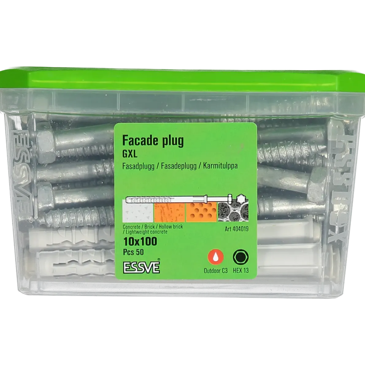 FASADPLUGG GXL HEX HUVUD FZV 10X100 50ST