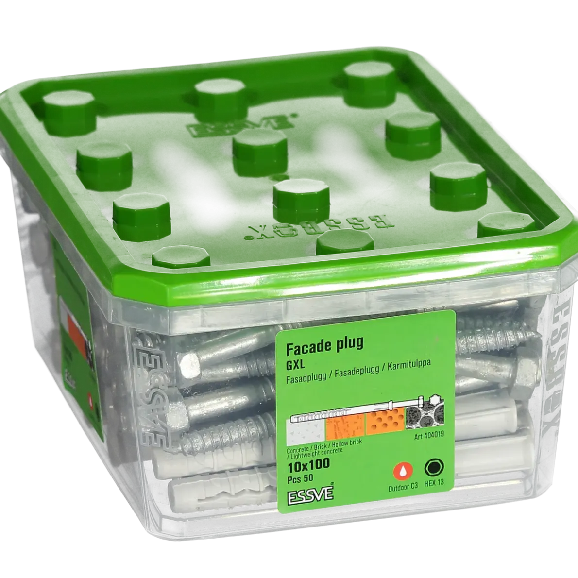 FASADPLUGG GXL HEX HUVUD FZV 10X100 50ST