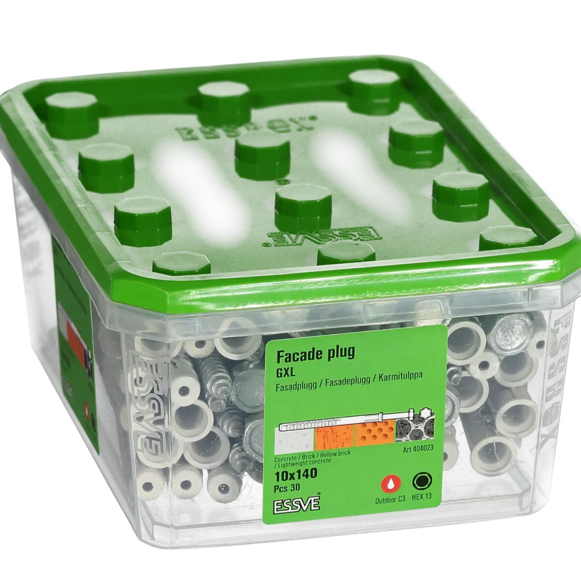FASADPLUGG GXL HEX HUVUD FZV 10X140 30ST