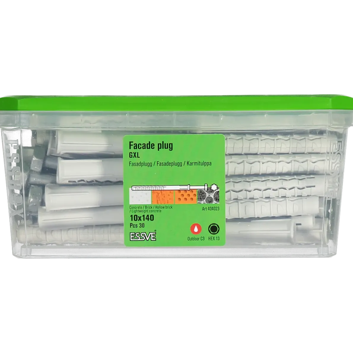 FASADPLUGG GXL HEX HUVUD FZV 10X140 30ST