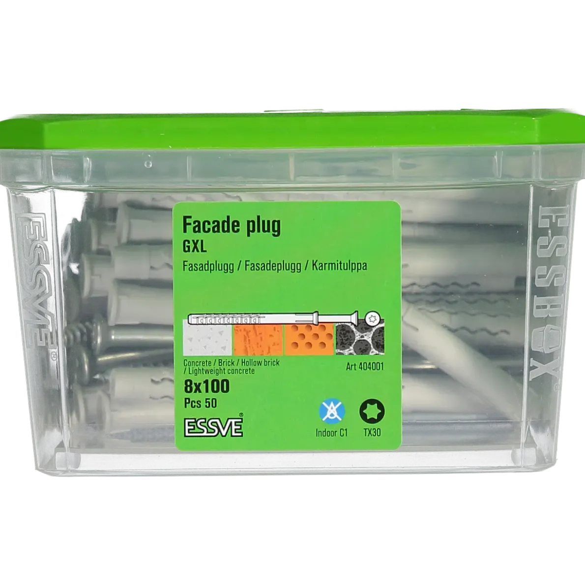 FASADPLUGG GXL SKRUV FÖRSÄNKT HUVUD TX30 FZB 8X100 50ST