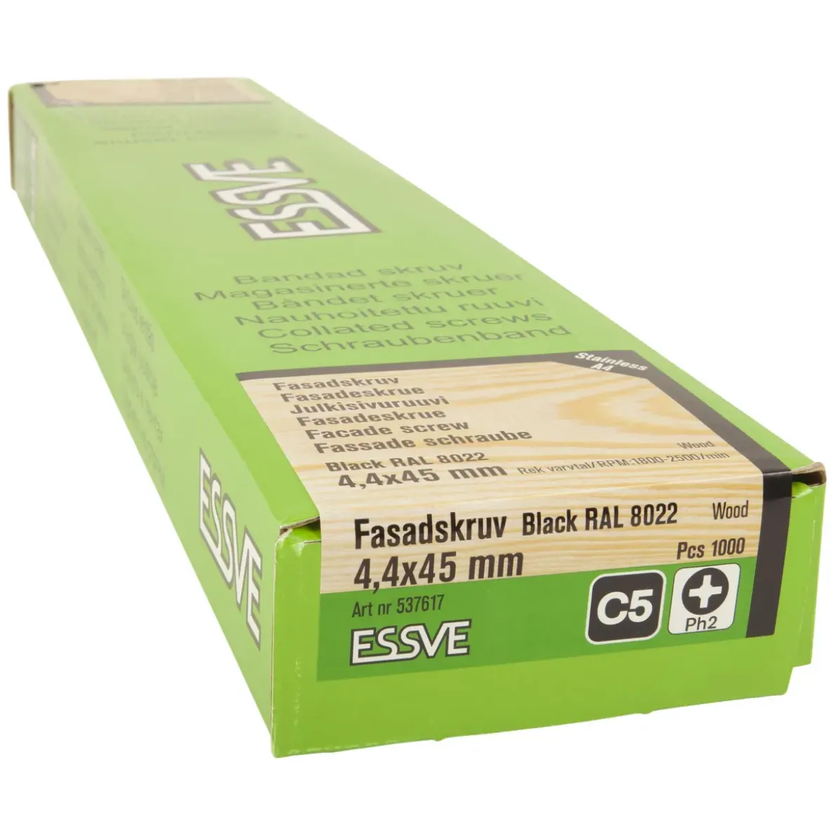 FASADSKRUV SVART BANDAD RFR SYRAFAST A4 4,4X45 1000ST