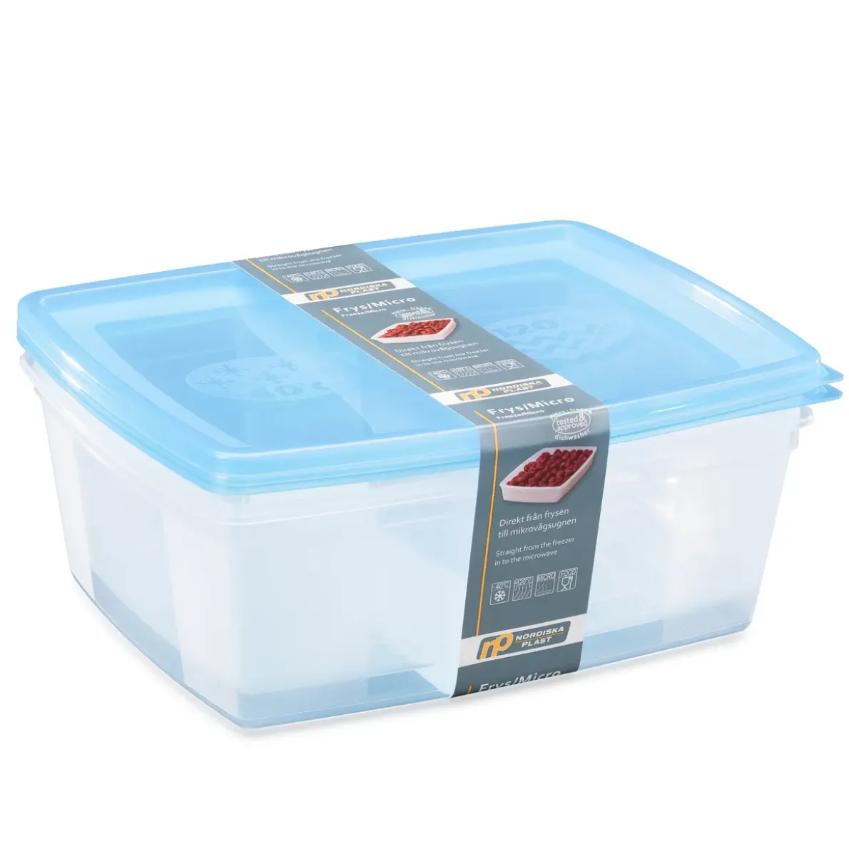 FÖRVARINGSBURK N.PLAST FRYS/MICRO TRSP/BLÅ 2X2,5L
