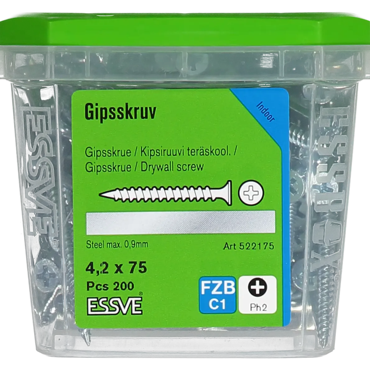 GIPSSKRUV FÖR STÅLREGEL PH2 FZB 4,2X75 200ST