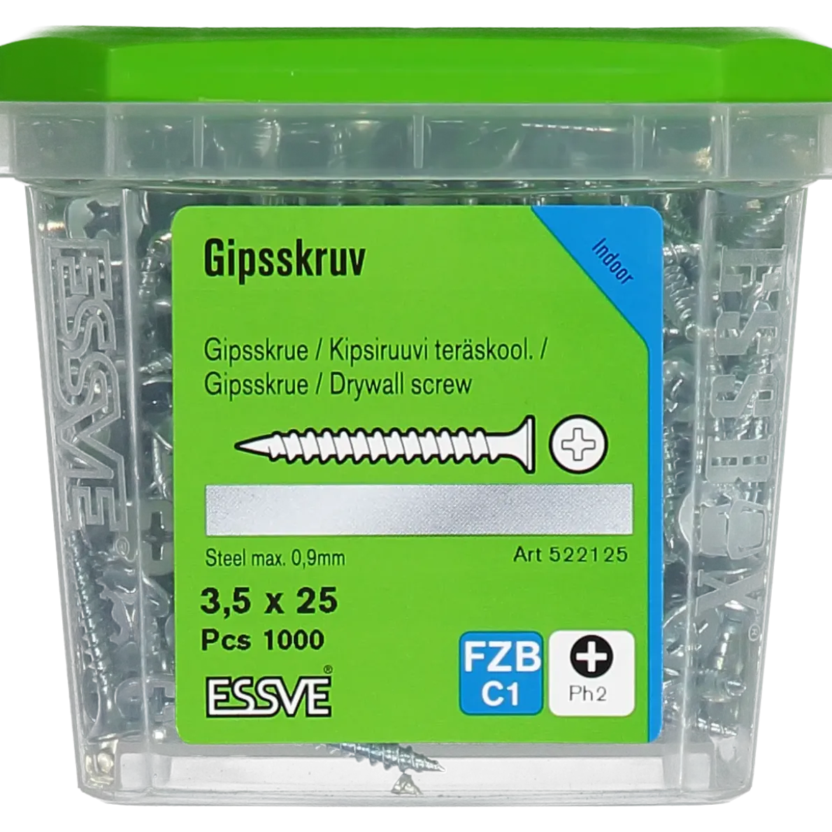 GIPSSKRUV FÖR STÅLREGEL PH2 FZB 3,5X25 1000ST