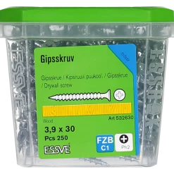 GIPSSKRUV FÖR TRÄREGEL PH2 FZB 3,9X30 250ST