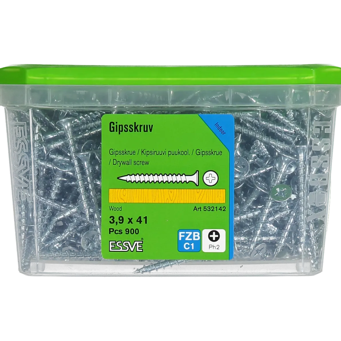 GIPSSKRUV FÖR TRÄREGEL PH2 FZB 3,9X41 900ST
