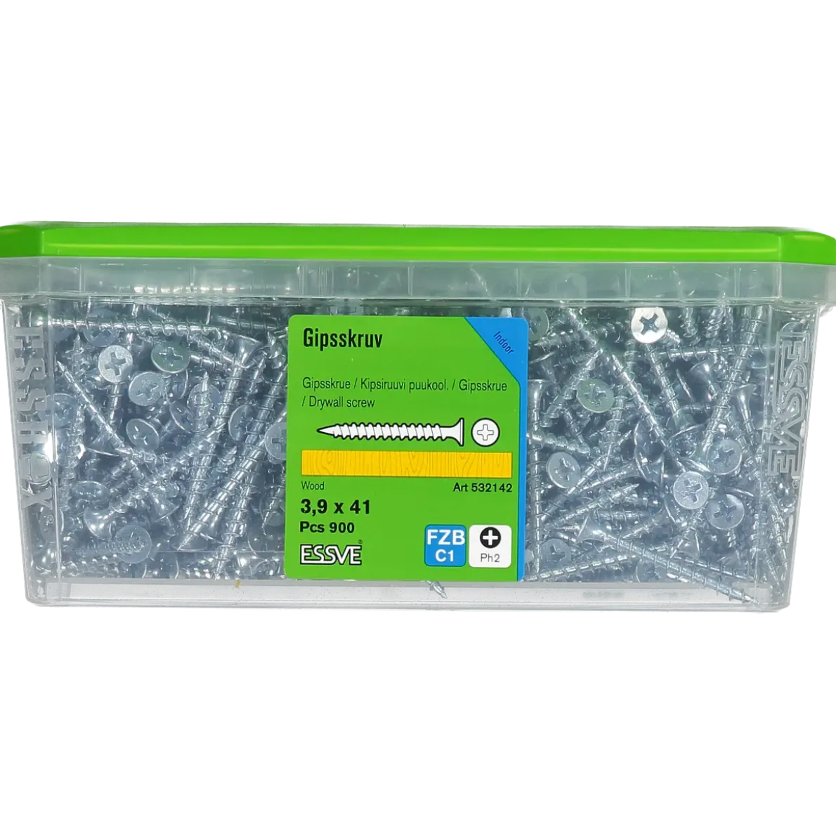 GIPSSKRUV FÖR TRÄREGEL PH2 FZB 3,9X41 900ST