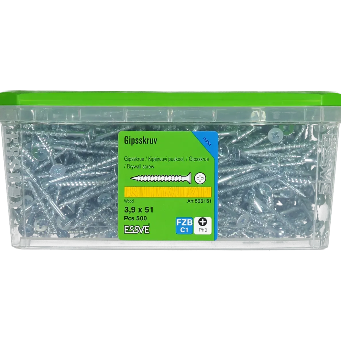 GIPSSKRUV FÖR TRÄREGEL PH2 FZB 3,9X51 500ST