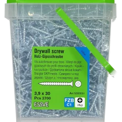 GIPSSKRUV FÖR TRÄREGEL PH2 FZB 3,9X30 2700ST