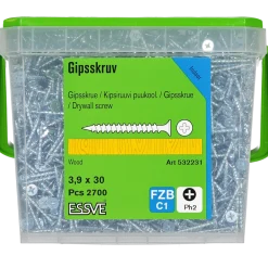 GIPSSKRUV FÖR TRÄREGEL PH2 FZB 3,9X30 2700ST