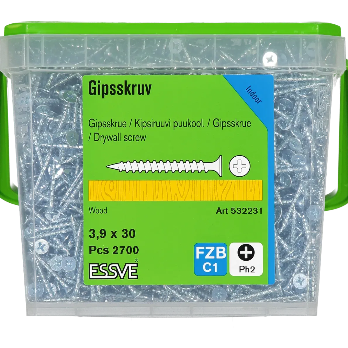 GIPSSKRUV FÖR TRÄREGEL PH2 FZB 3,9X30 2700ST