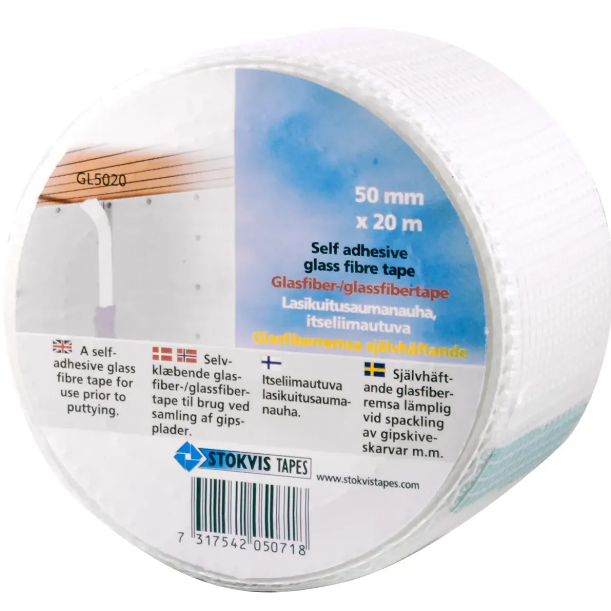 GLASFIBERREMSA SJÄLVHÄFTANDE 50MMX20M