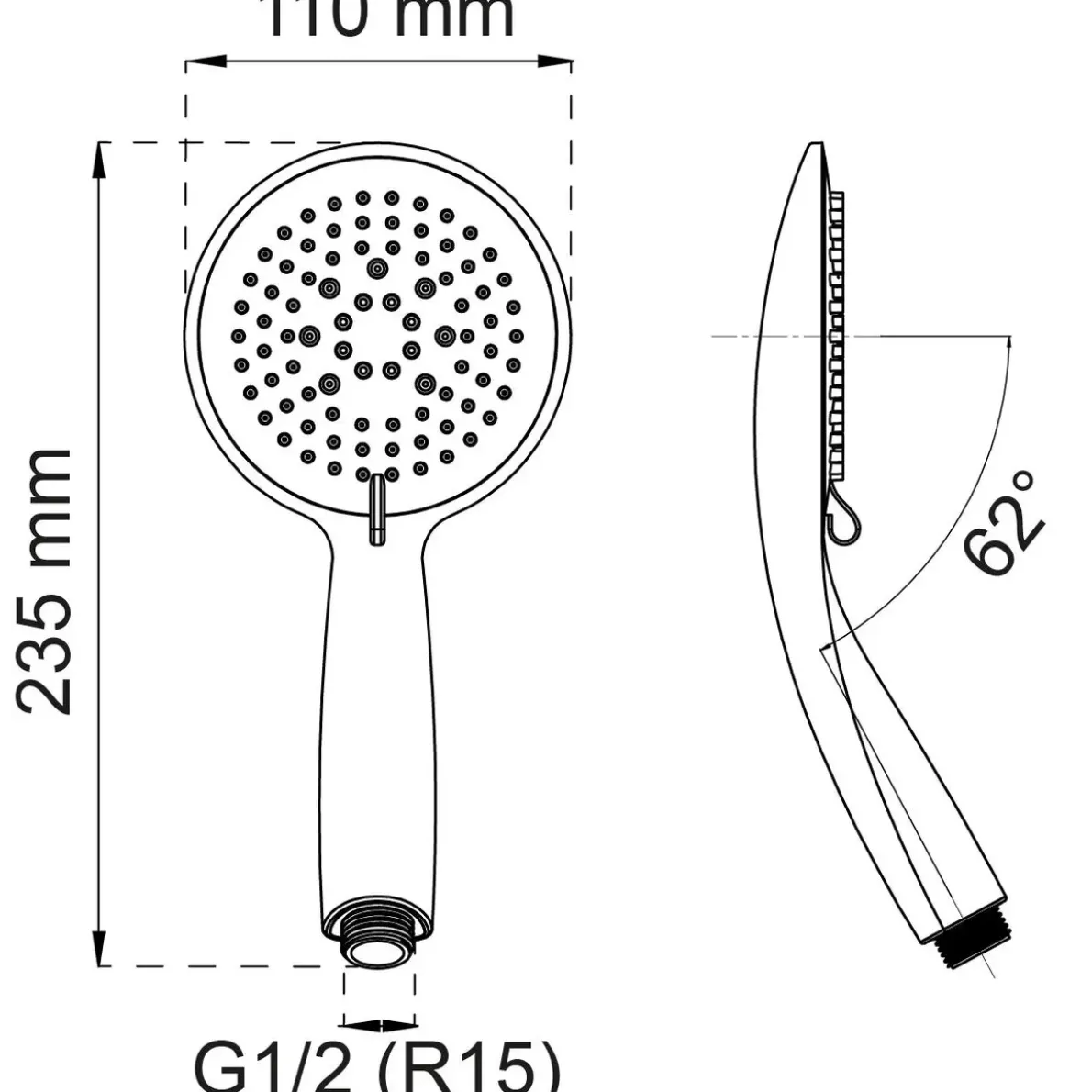 HANDDUSCH DAHLIA 3-SPRAY KROM D110MM
