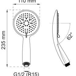 HANDDUSCH DAHLIA 3-SPRAY SVART D110MM