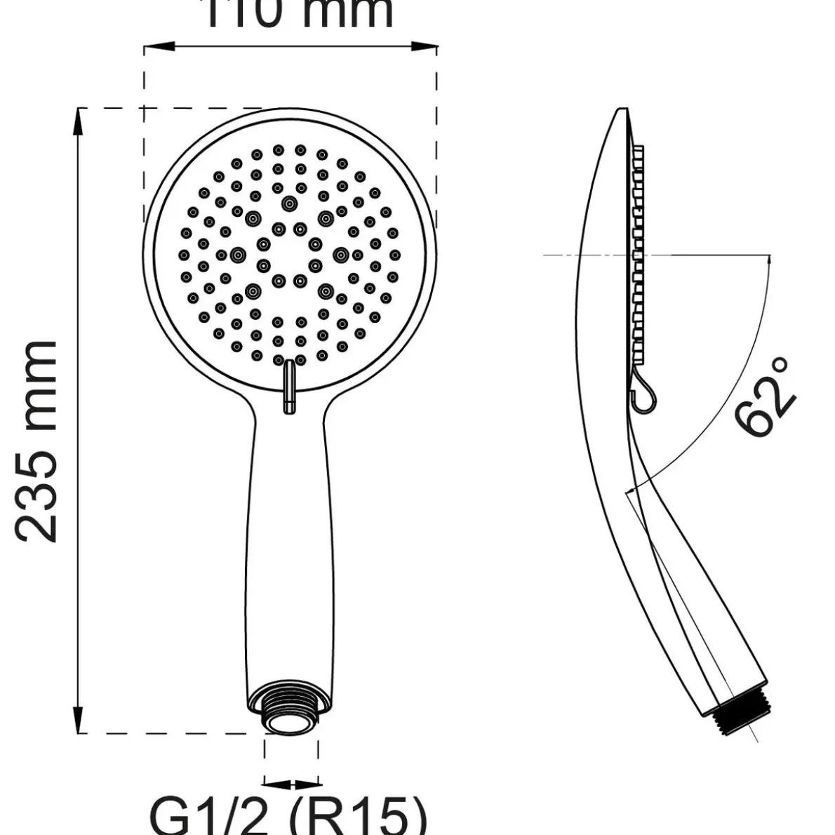 HANDDUSCH DAHLIA 3-SPRAY SVART D110MM