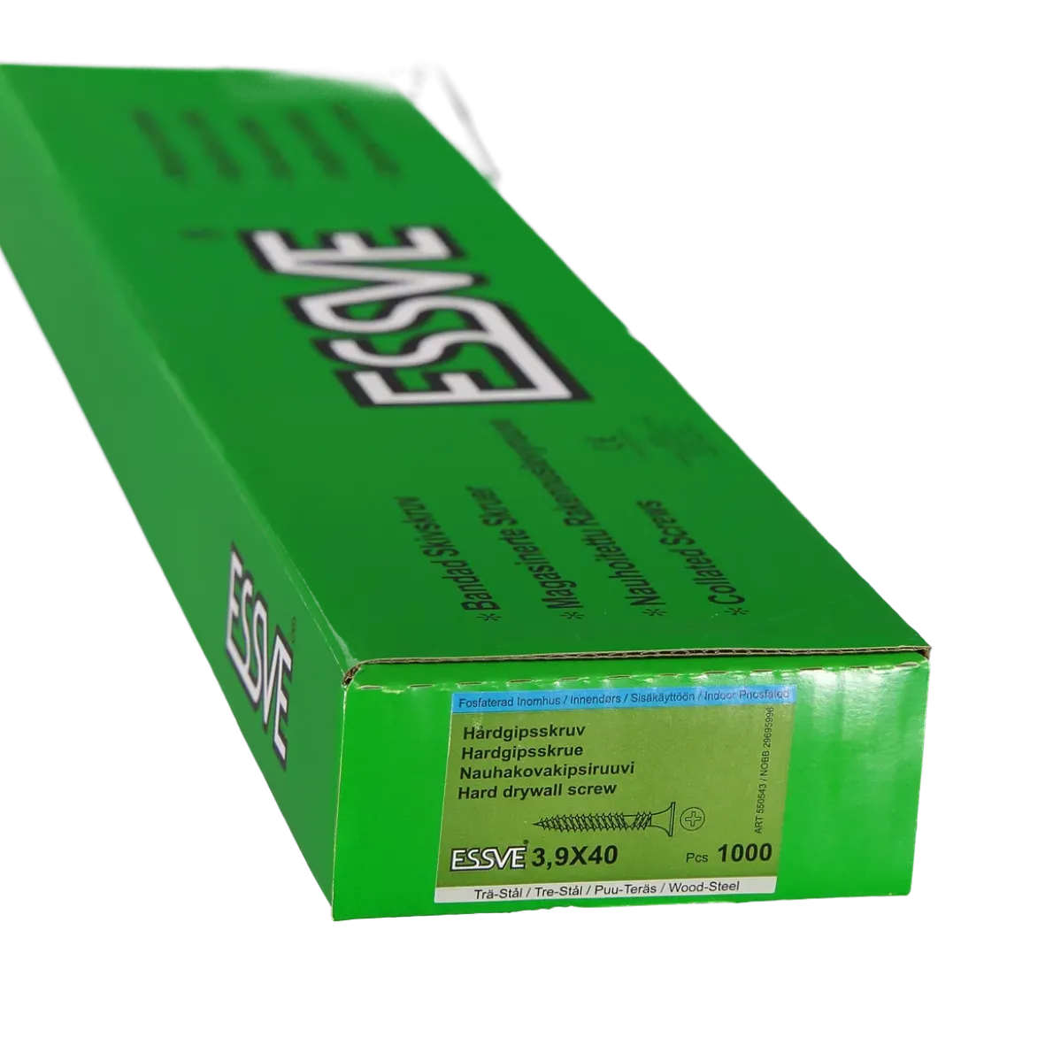 HÅRDGIPSSKRUV BANDAD FÖR TRÄ/STÅLRE PH2 FOS 3,9X40 1000
